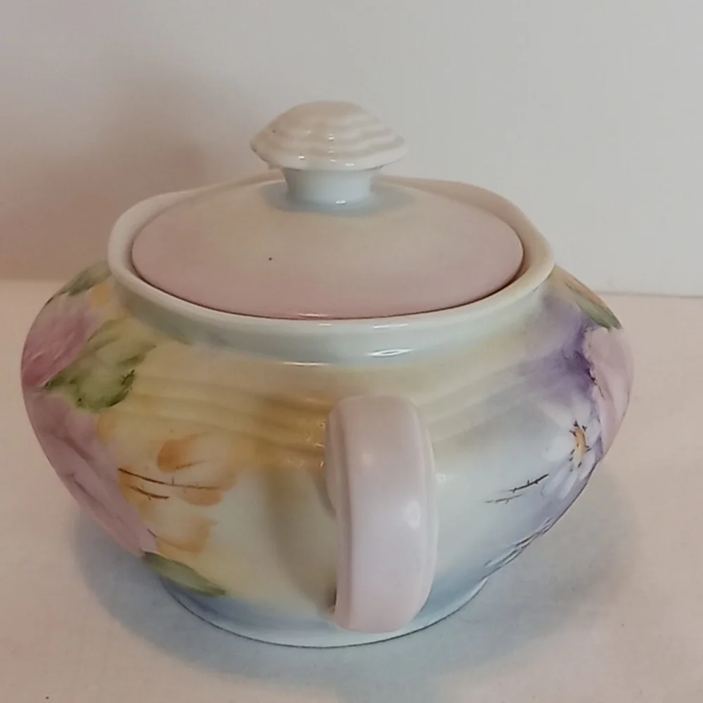 Vintage German Plankenhammer Floss Bavarian Porcelain 3 PC Teapot Sugar Creamer